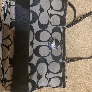 Black and grey coach purse